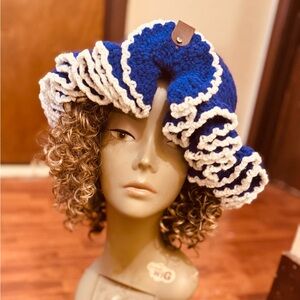 Purple and White Sculptural Hat Accessory